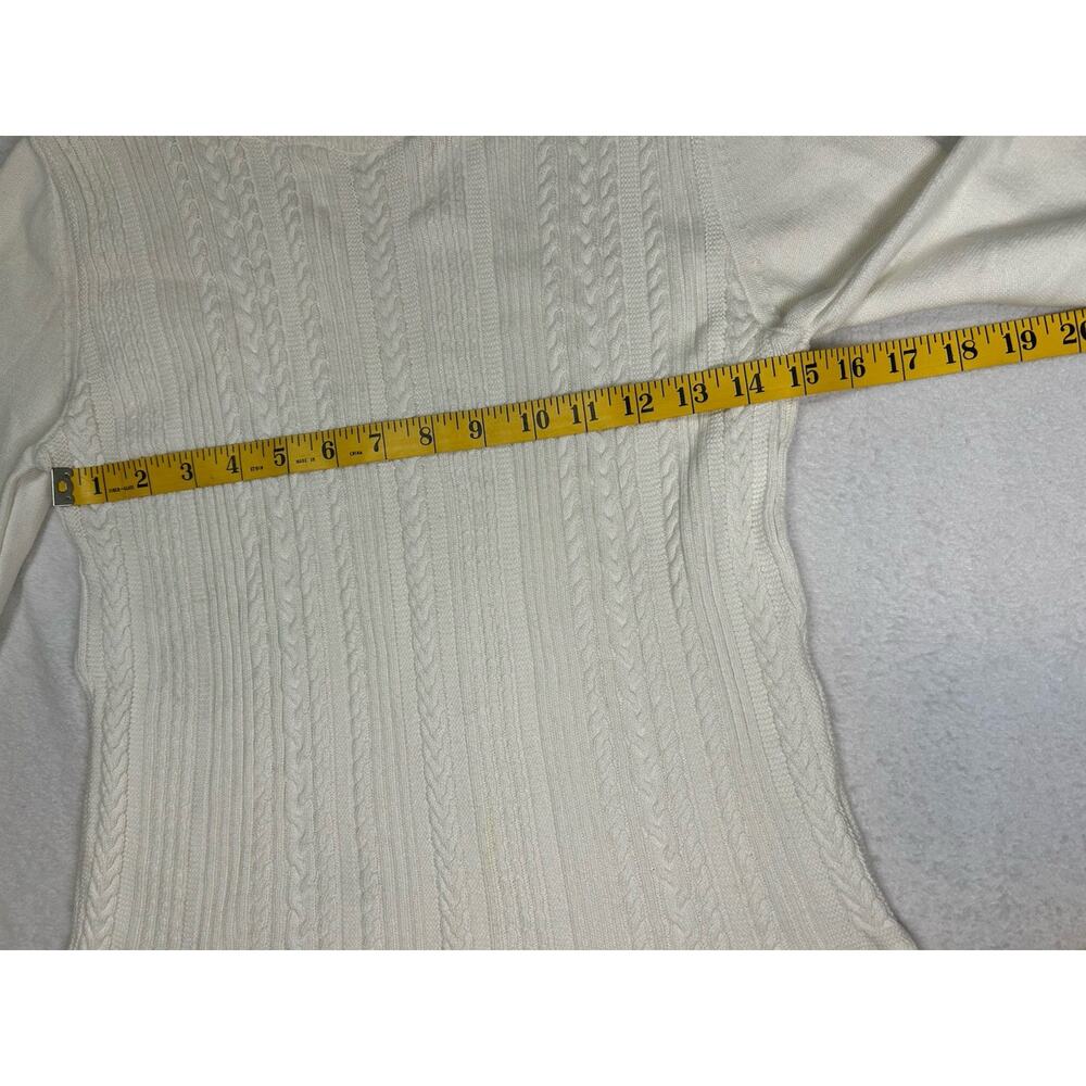Barbour Cable Knit Sweater Women’s US 4 Cream Pullover Long Sleeve Coastal Chic - Picture 7 of 10